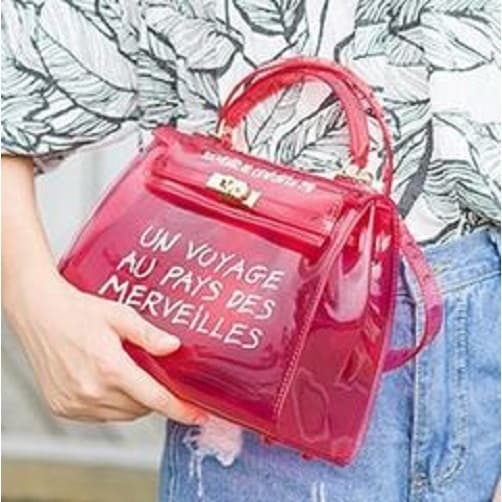 Bolsa transparente un voyage au pays des merveilles vermelha transversal