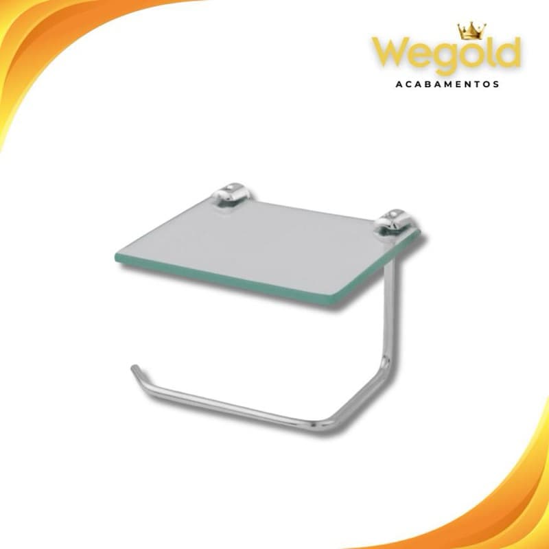 Papeleira Porta Papel Higiênico/Suporte de Vidro Incolor Luxo