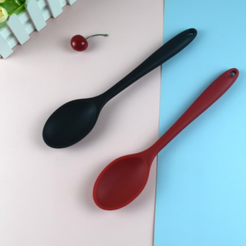 27cm Colher De Silicone Preta Utensílio De Cozinha