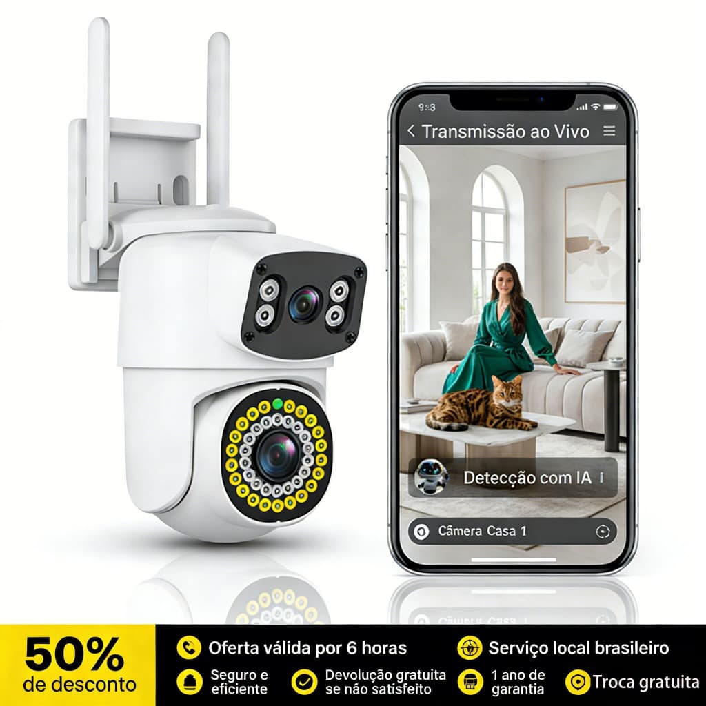 Câmera De Segurança a Prova de água Lente Dupla APP YOOSEE IP66 Camera IP WiFi 360