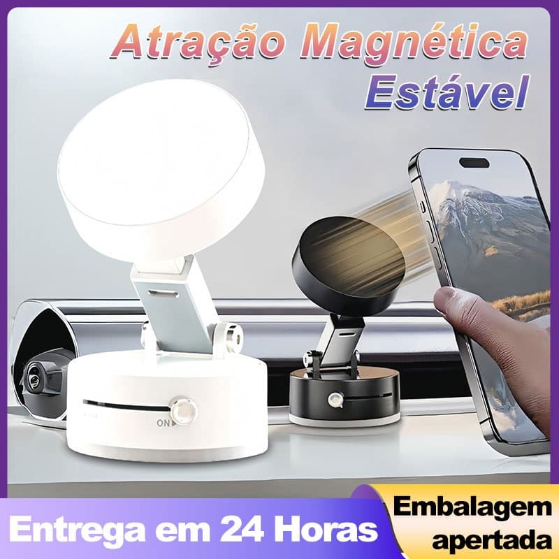Suporte Magnético para Celular Carro 360° Ajustável Dobrável a Vácuo Painel Vidro Dupla Face