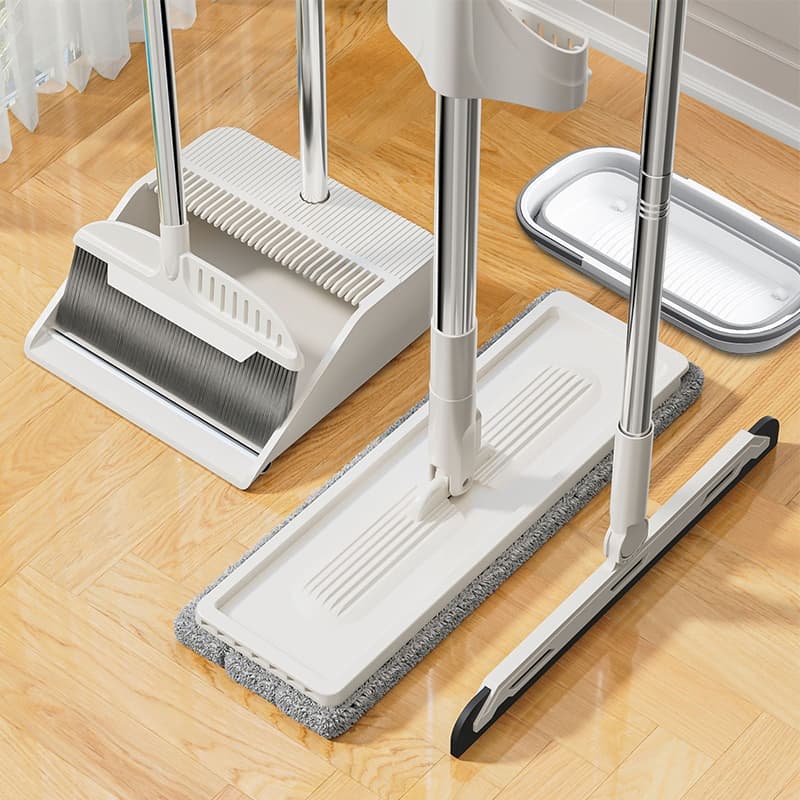 Esfregão Lazy 5 Kit Rodo e Flat Mop Rodo Mágico 360° Rotativo Com Balde Kit Limpeza Raspador Integrado Balde Dobrável S7
