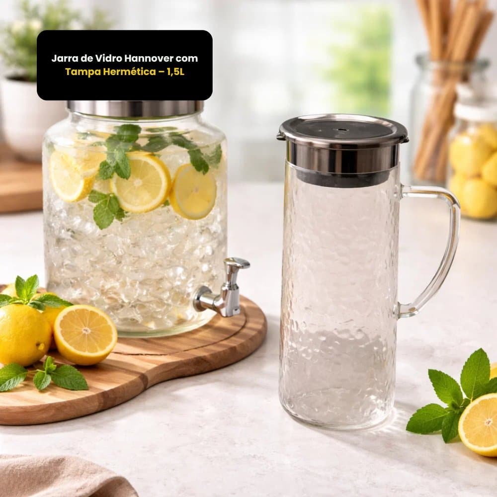Jarra de Vidro Hannover com Tampa Hermética 1,5L