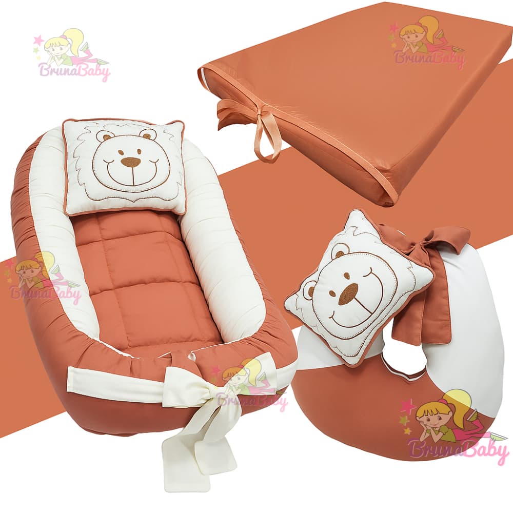 Kit 5 Peças Bebê Ninho Redutor + Almofada de Amamentação + Trocador Impermeável e Almofadas