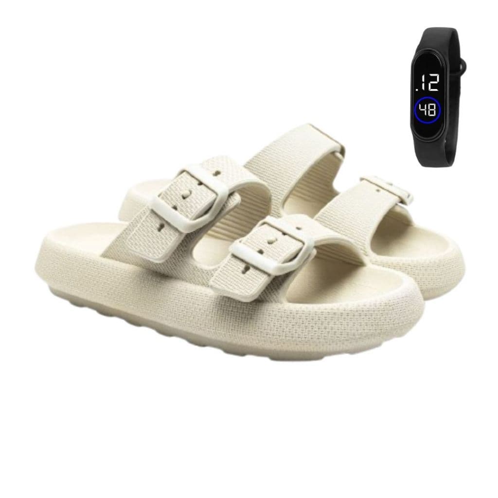 Sandália Ortopédica Chinelo Nuvem Confortável Variedade De Cores + Relógio Digital Slim
