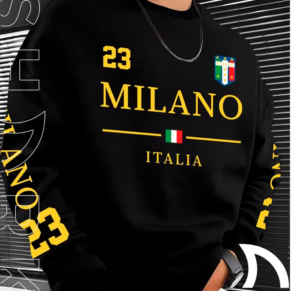 Blusa De Frio Moletom Gola Redonda Milano Italia Italy Streetwear Moda Americana Estiloso
