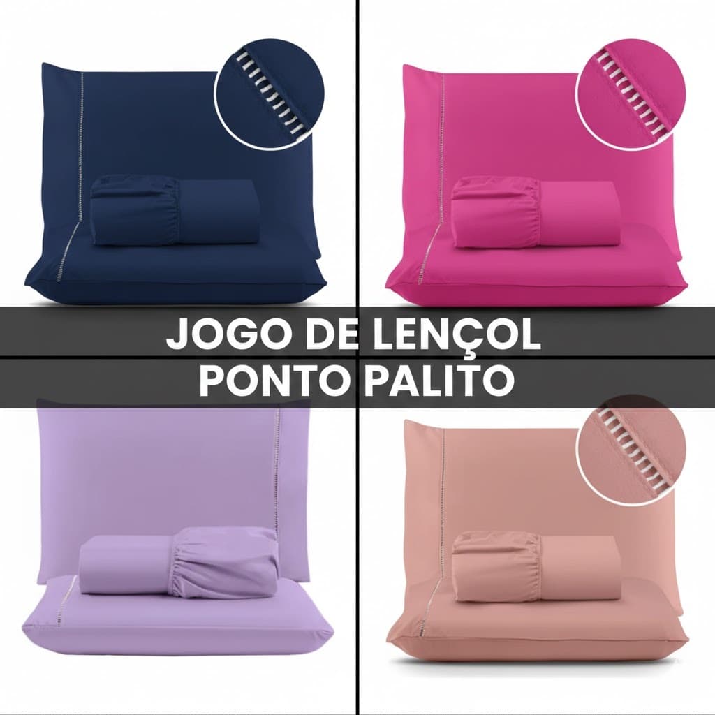 Jogo de Lençol com Ponto Palito 400 fios Toque Macio