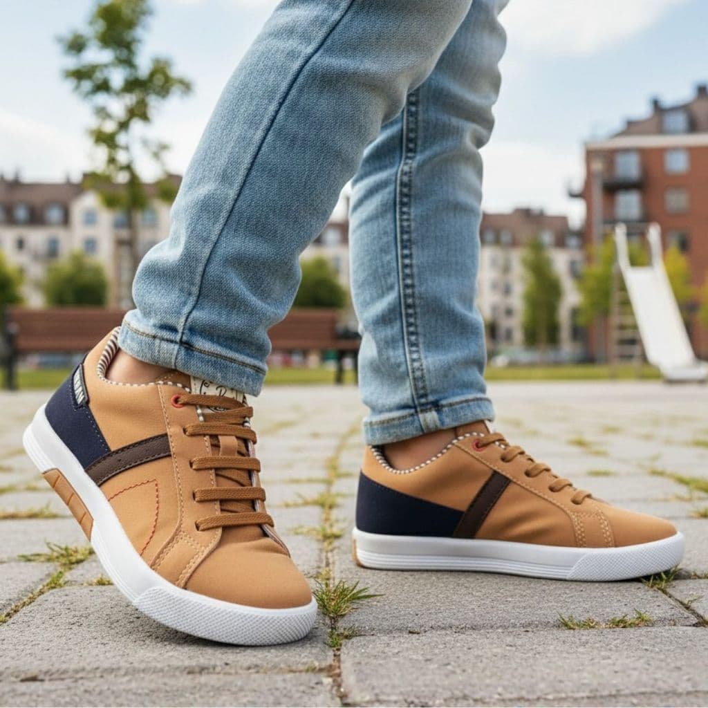 Tênis Infantil Escolar Menino Casual Calce Fácil Masculino Sapatênis Leve Confortável Caramelo