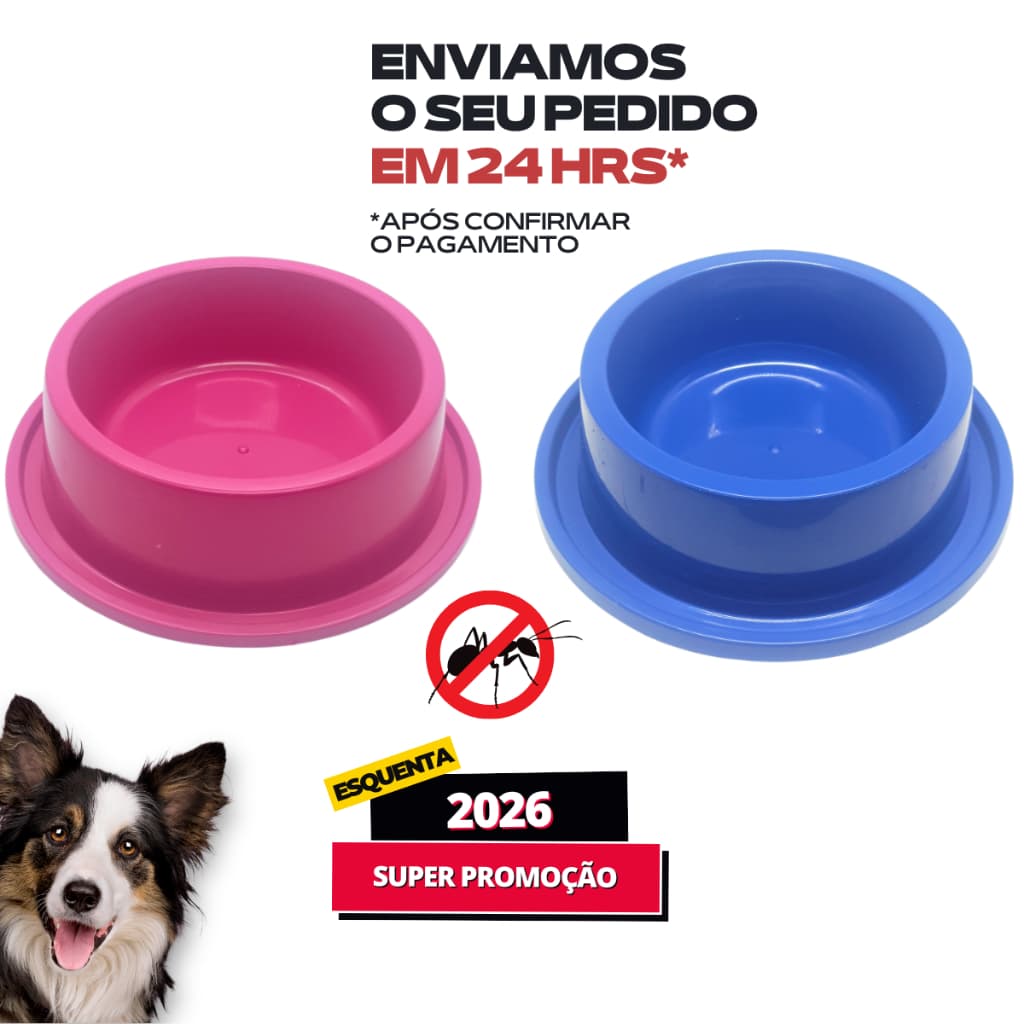Comedouro Bebedouro Anti Formiga 1000ml Rosa ou Azul Para Cachorro Super Resistente Para seu Cão