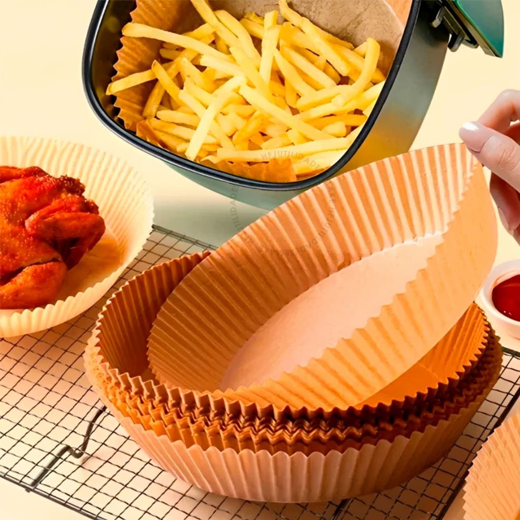 Forma Descartável Antiaderente Fritadeira AirFryer Redondo Papel Alta Resistência Fritadeira