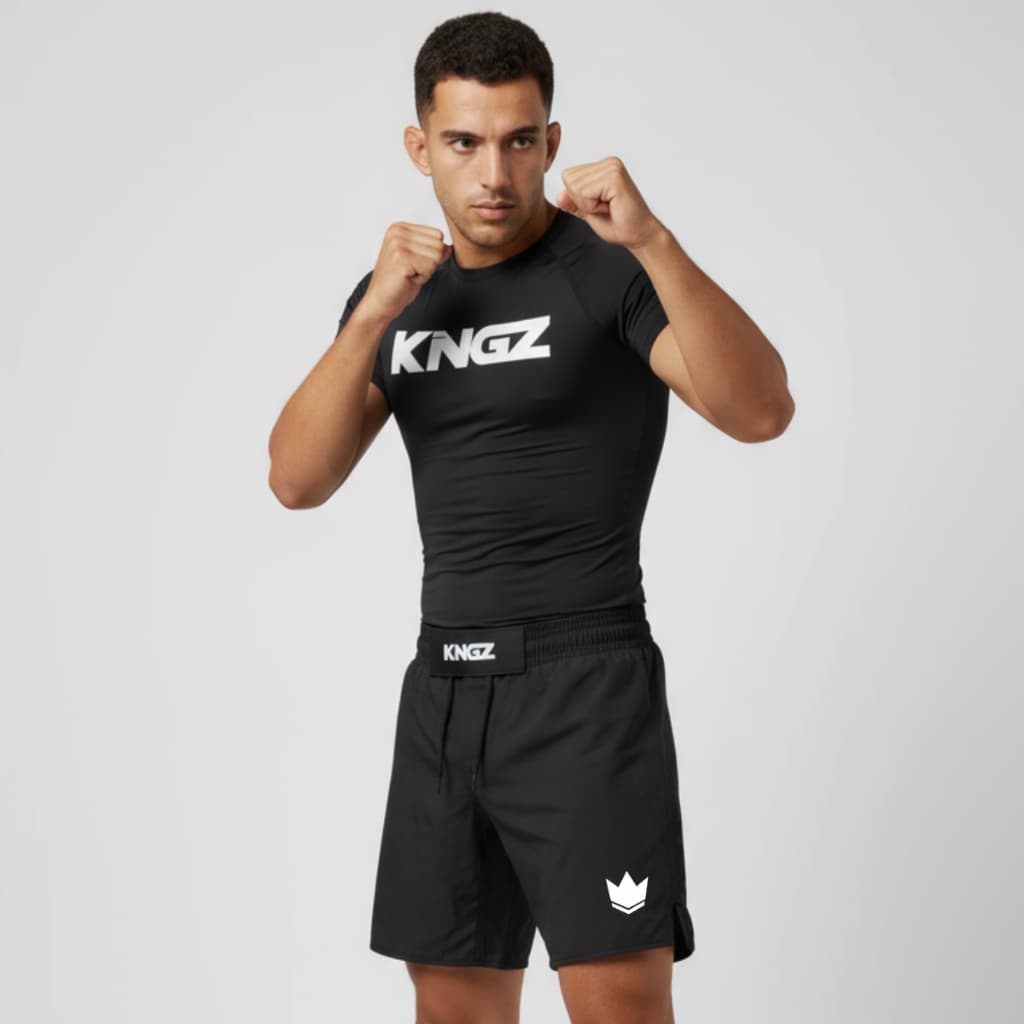 kit bermuda camisa rash guard POLIESTER treino academia mma camisa compressão esportes