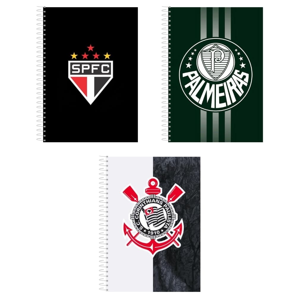Caderno Personalizado Time do Coração, 1 , 10 ou 20 Matérias (Palmeiras, Corinthians ou São Paulo)