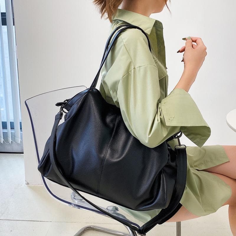 Bolsa Feminina Grande  Couro Pu  Impermeável Escolar Faculdade Trabalho Viagem