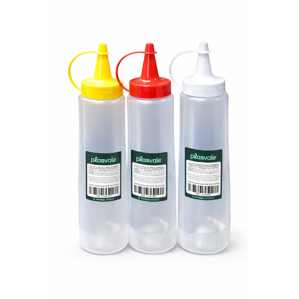 Bisnaga Plástica Grande 400ml Plasvale – Squeeze para Molhos, Condimentos