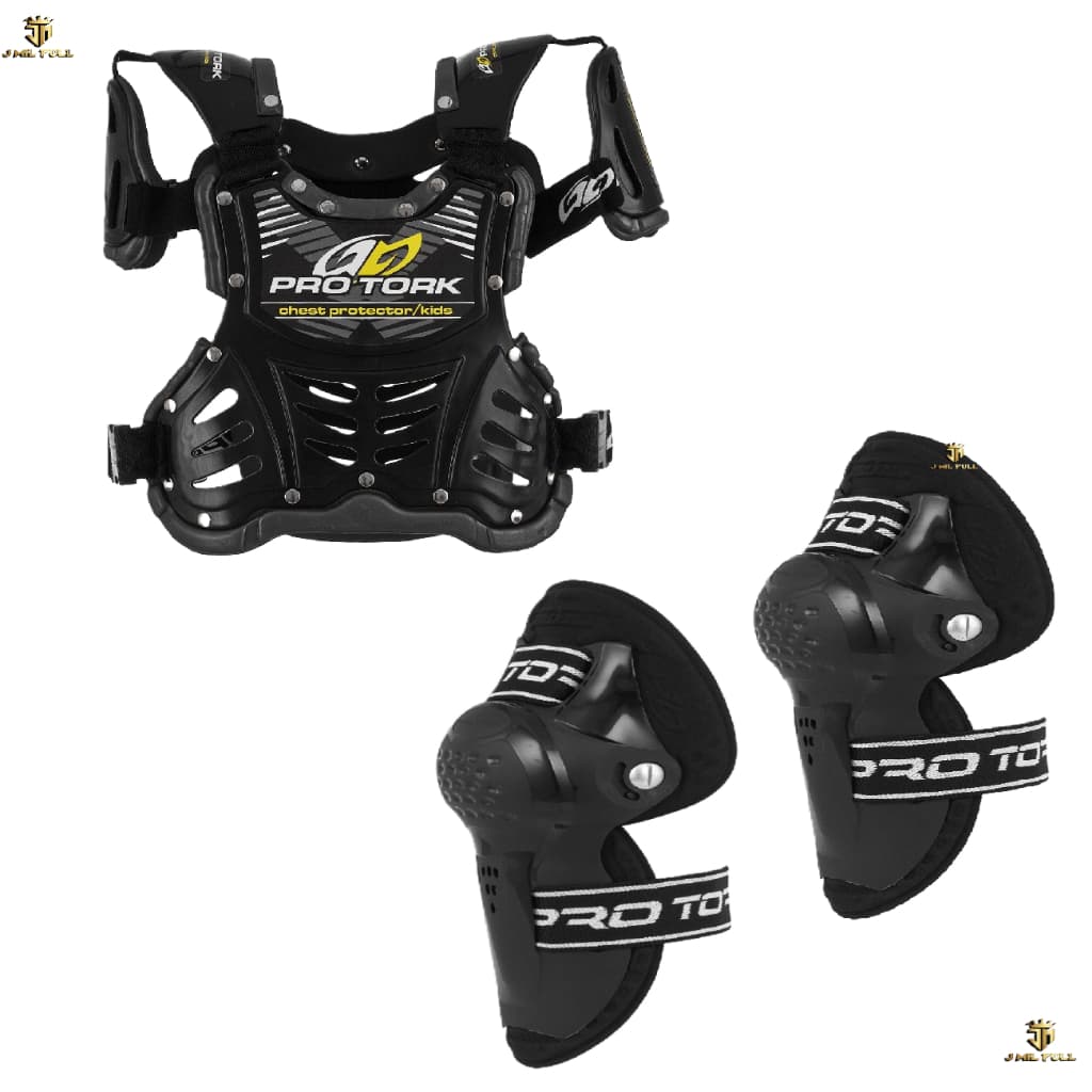 Kit Infantil Kids Motocross Colete + Joelheira Dia Das Crianças Seguro Pilotos Mirins Pro Tork