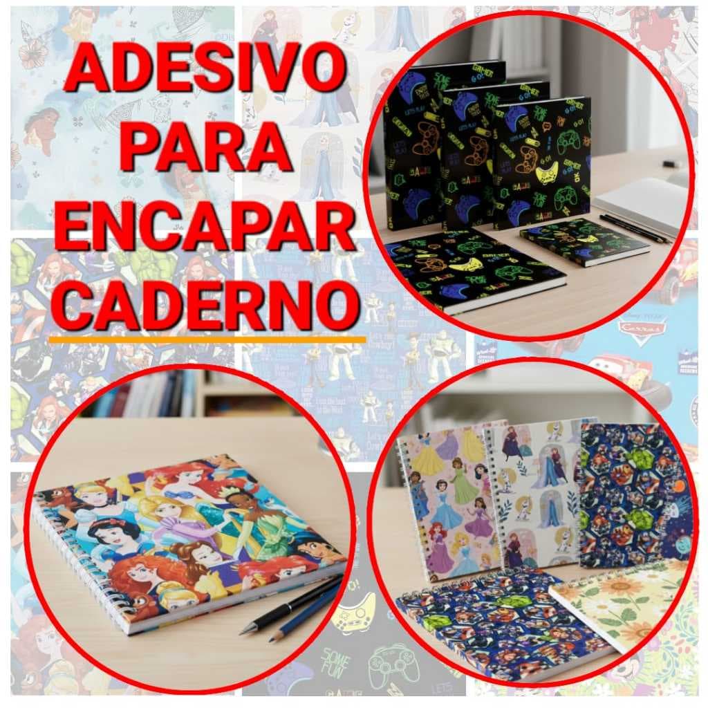 Adesivo Para Encapar Caderno Infantil Personagens 45cm X 2m