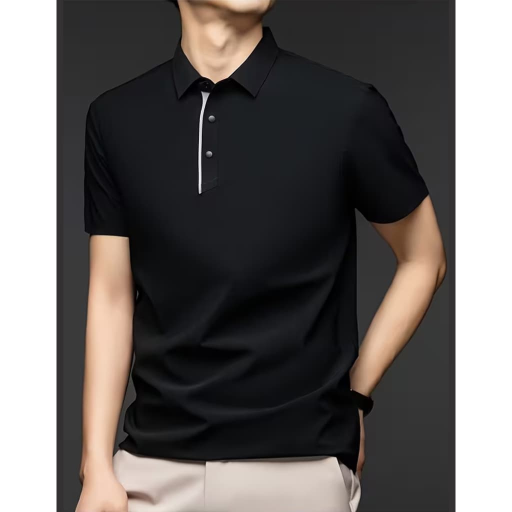 Camisa Polo Poliamida Masculina Botão de Pressão Old Money