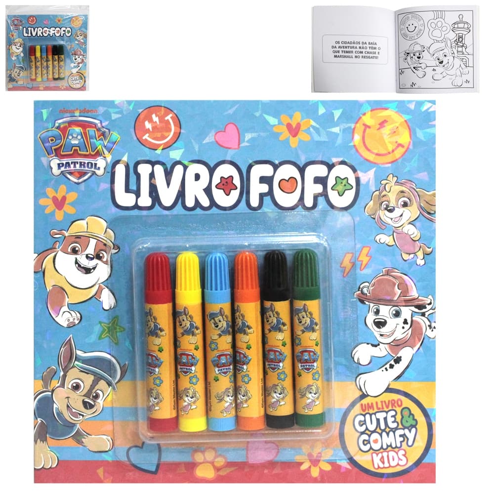 Livro de Colorir Infantil Patrulha Canina – Cute & Comfy 48 Páginas | 6 Canetas