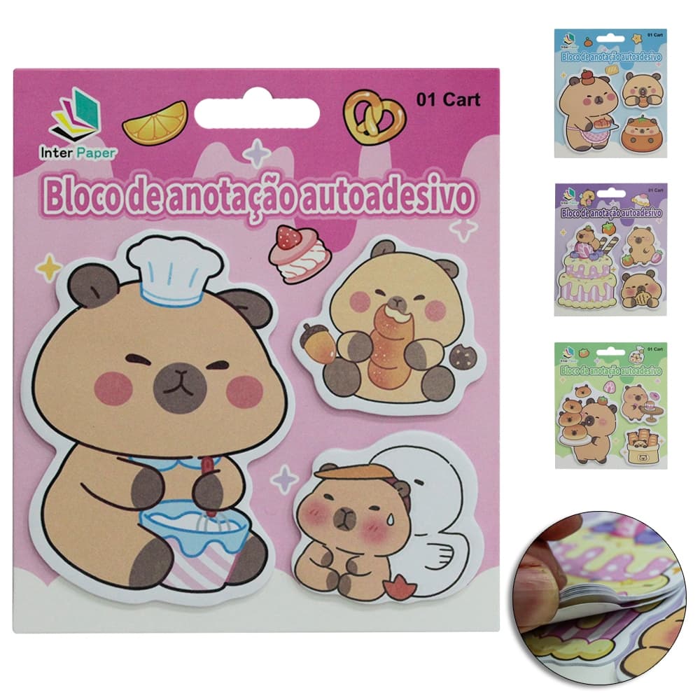 Bloco de Anotações Capivara com Stickers Adesivos – 60 Folhas