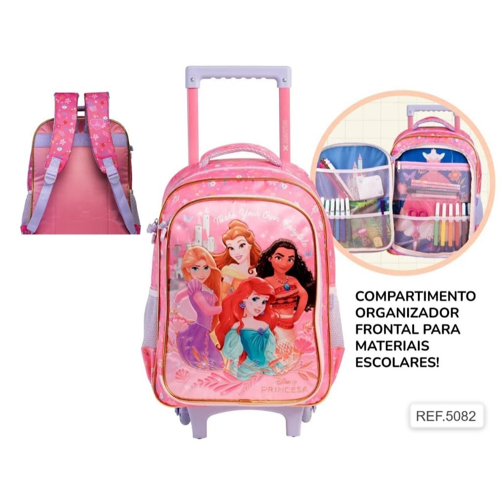 Kit Mochila Carrinho Princesas Infantil Escolar (5082)