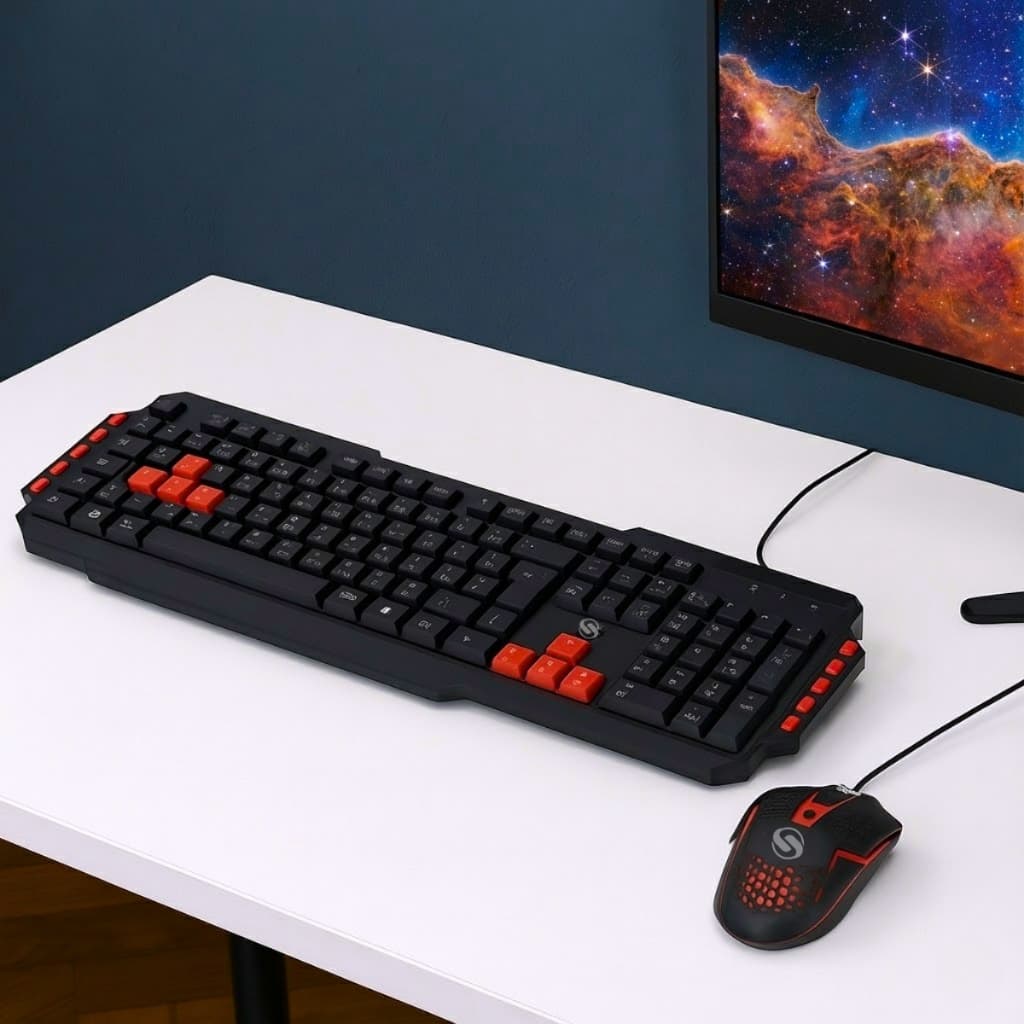 Kit Teclado e Mouse Gamer Start Multimidia 5+ 2.0 Português Com Fio USB Abnt 2 1,5m Chaveiro