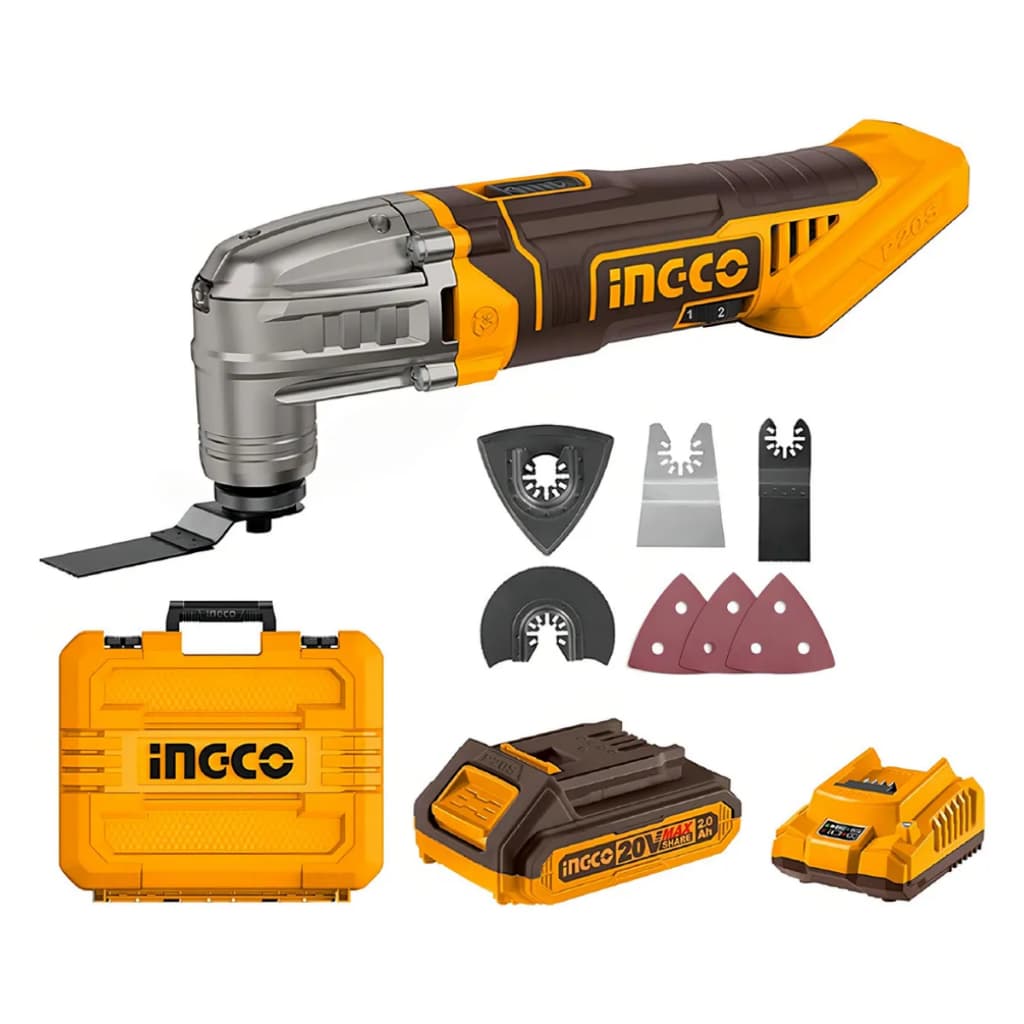 Multiferramenta Oscilante Ingco 20V P20S com Bateria 2.0Ah Portátil Sem Fio