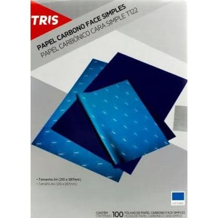 PAPEL CARBONO DUPLA FACE A4 100 FOLHAS AZUL TRIS