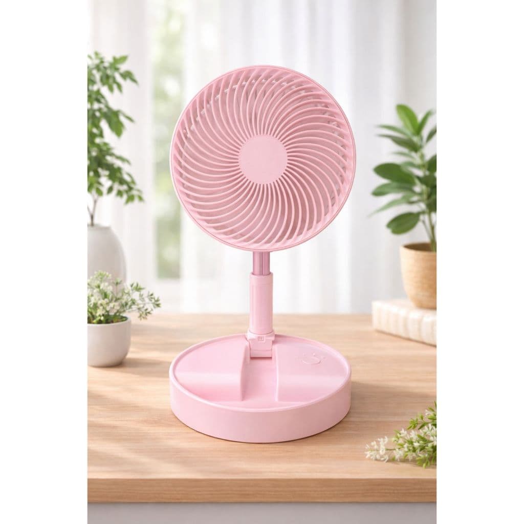 Ventilador Portátil Dobrável 4 Velocidades Recarregável USB Retrátil Mesa Coluna Forte Silencioso