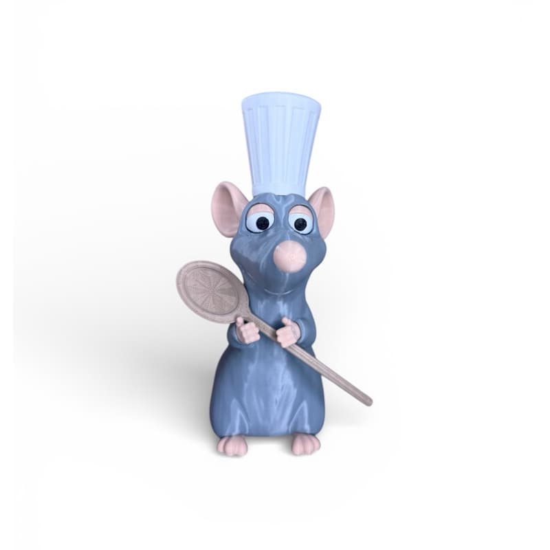 Porta Talher Ratatouille Remy Segurando Talher, decorativo de cozinha, s uporte de colher, colher 3d