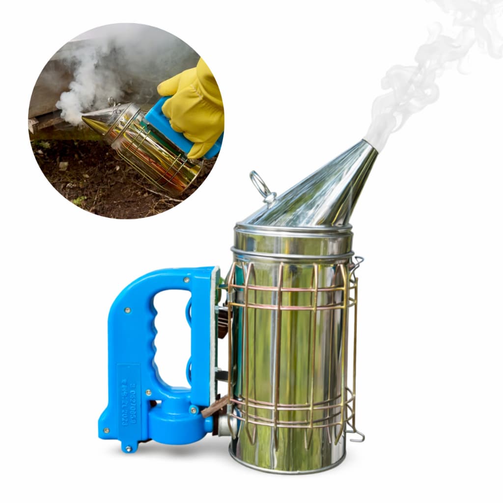 Fumigador Elétrico Apicultura Tirar Abelha Apiário Produção Mel Aço Inox USB Pilha Portátil