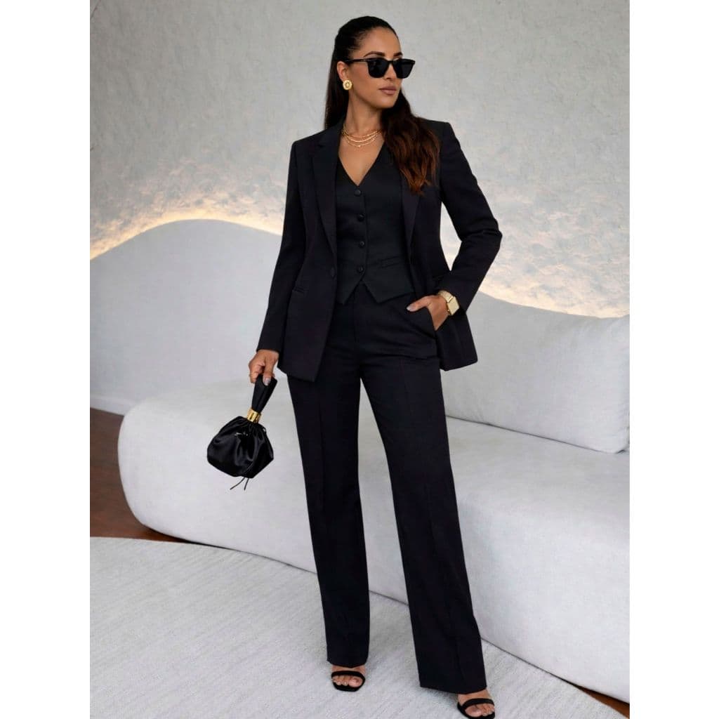 Conjunto Colete Calça e Blazer Alfaiataria Feminino Social