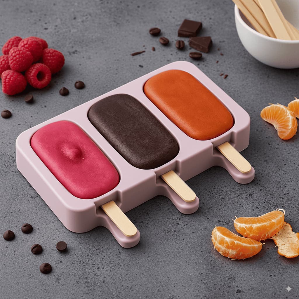 Forma Para Picole Silicone Com Palitos Cavidades Molde Sorvete