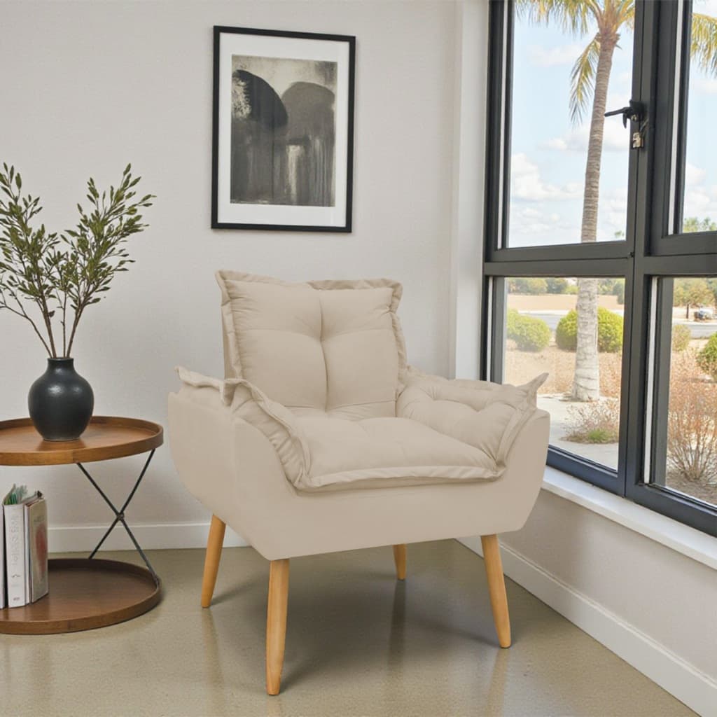 Poltrona Cadeira Opala para Sala de Estar TV Quarto Recepção Escritório Suede Premium