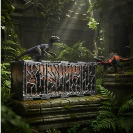 Kit 2 Dinossauros e Jaula Jurassic Realista Pré Histórico