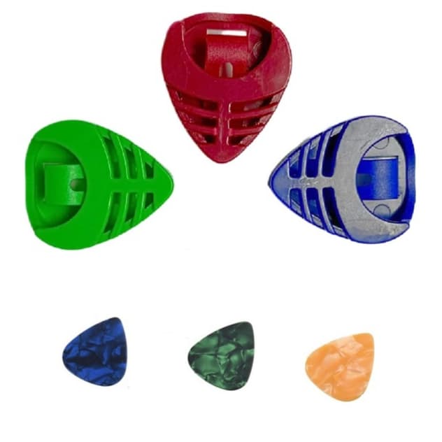 Kit 03 Portas Palhetas Coloridos Adesivo Violão Guitarra Verde Vermelho Azul + 03 Palhetas Sortidas