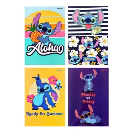 Caderno Pequeno Espiral 1/4 CD 80 Fls  Stitch Anotações Escolas Escritorios