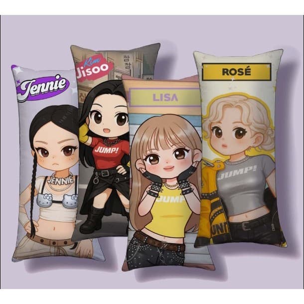 Almofada Retangular 40x20 | BlackPink | Jennie | Lisa | Rosé | Jisoo | Kpop | Chibi  | Desenho