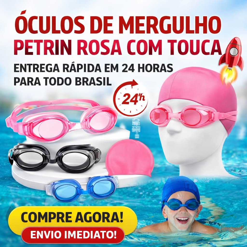 Óculos de Mergulho e Natação com Touca INFANTIL-Petrin