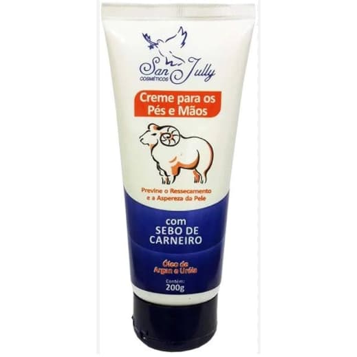 Creme pés mãos sebo carneiro 200g bisnaga-San jully