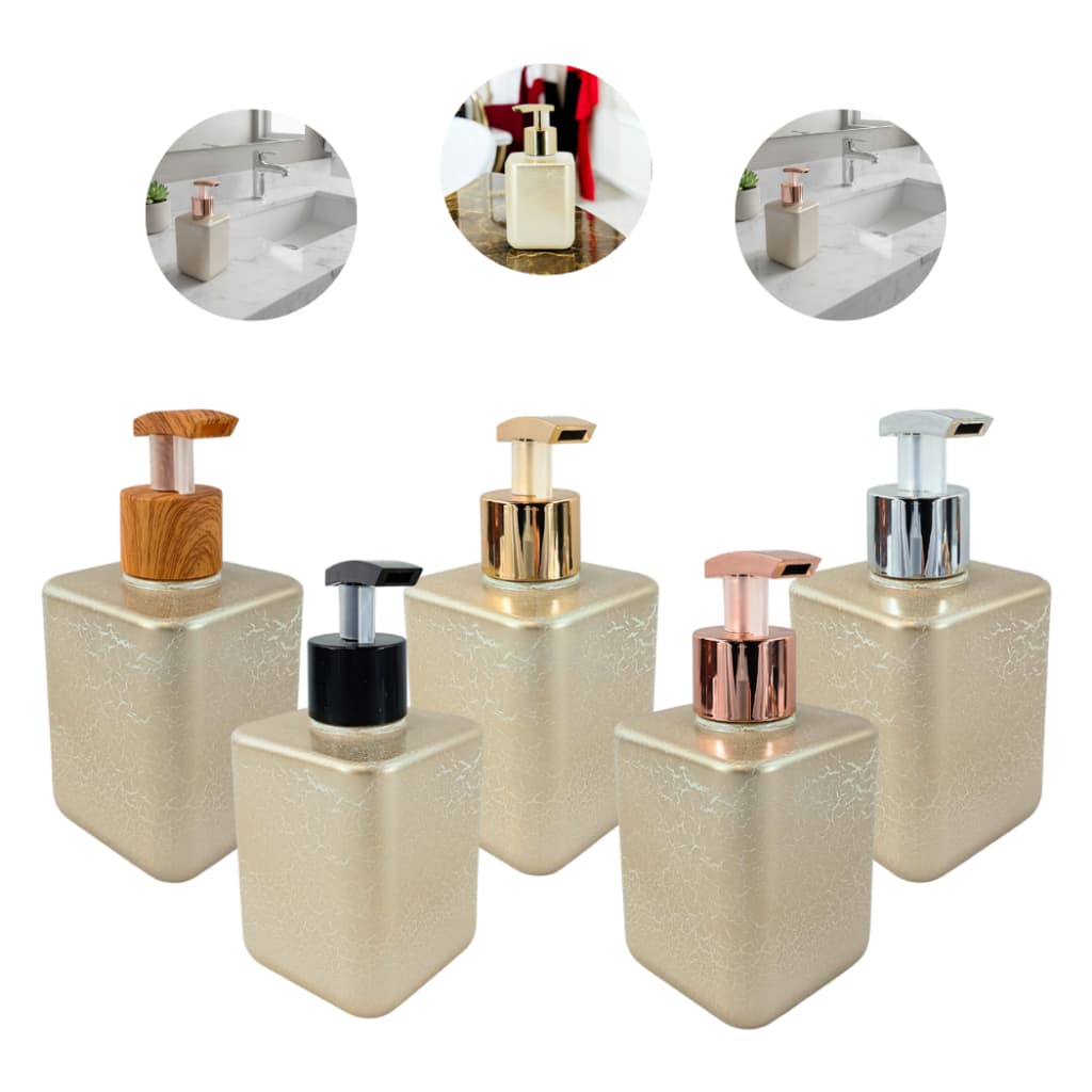 Saboneteira Dourada Porta Sabonete Lavabo Luxo 250ml - Escolha a Tampa