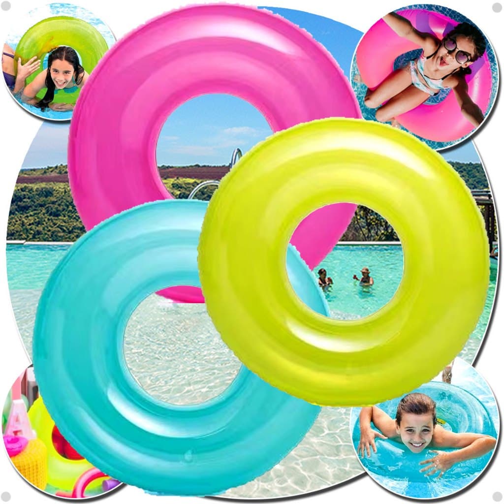 Boia Redonda Flutuador Grande infantil Neon Praia Piscina Inflável Criança Fluorescente Diversão