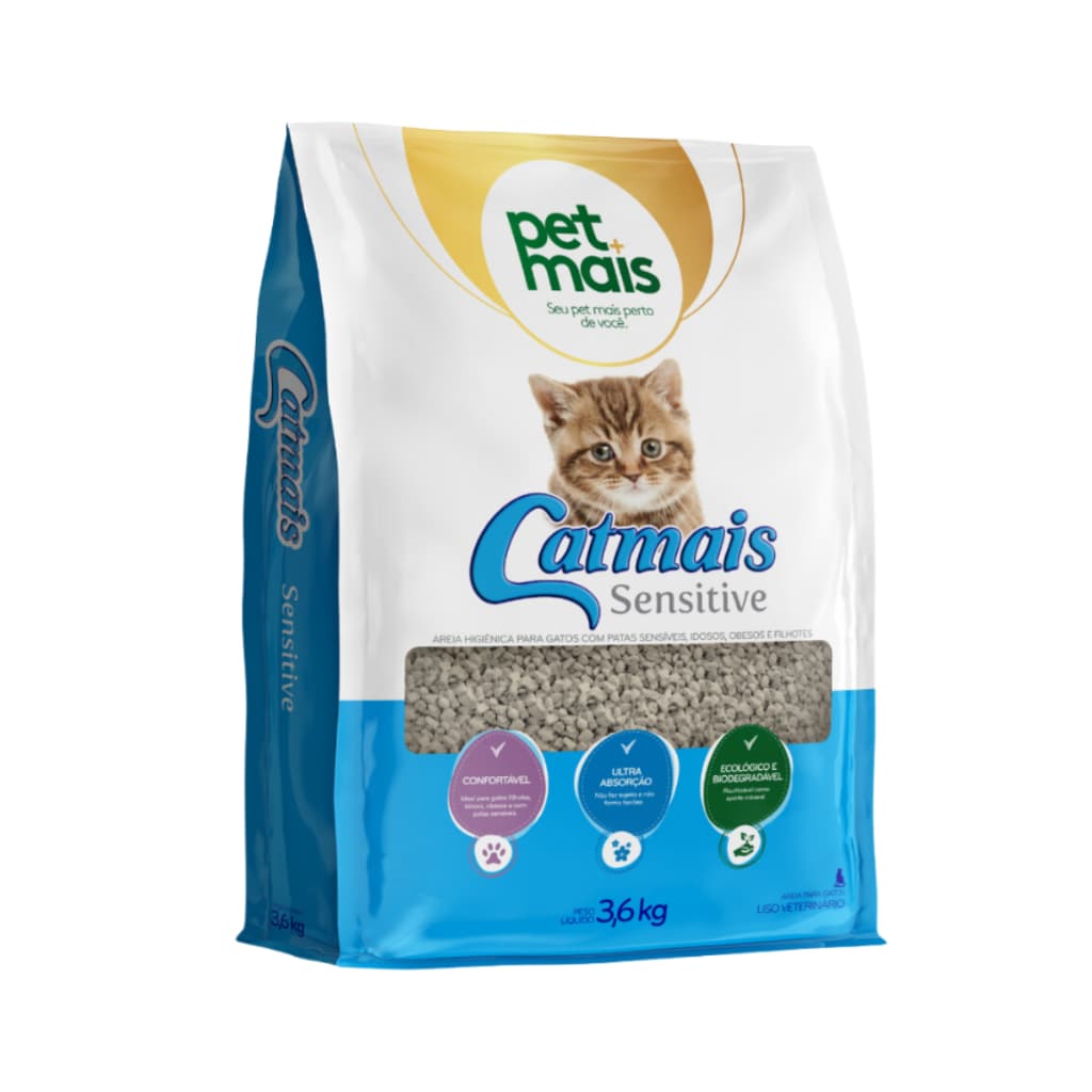 Granulado Sanitário Areia para Gatos Catmais Sensitive 3,6kg Petmais