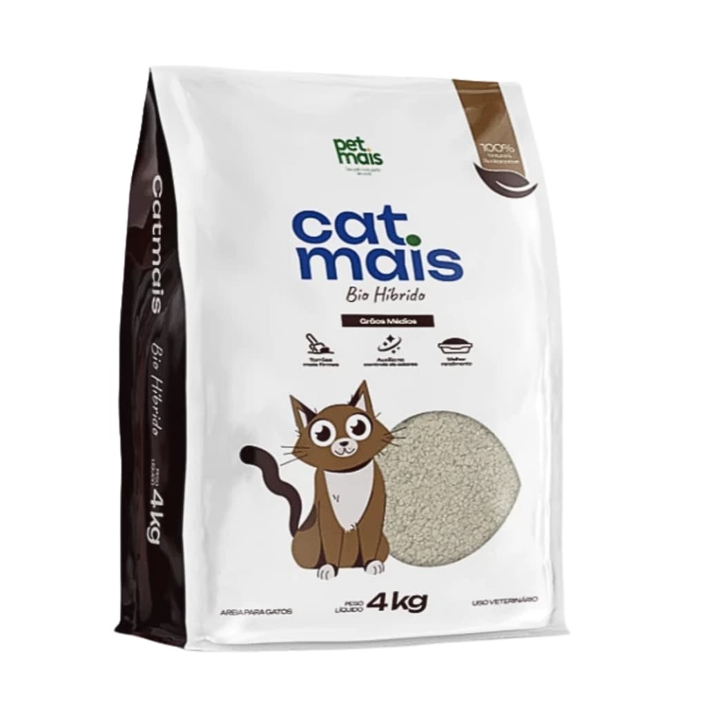 Granulado Sanitário Areia Higiênica Gatos Catmais Biohibrido Grãos Mandioca 4 Kg Petmais