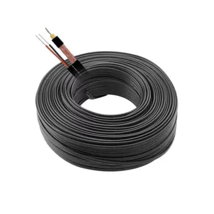 Cabo Preto Coaxial + Bipolar Para Instalações De Câmeras CFTV Condutti 20 a 50 Metros