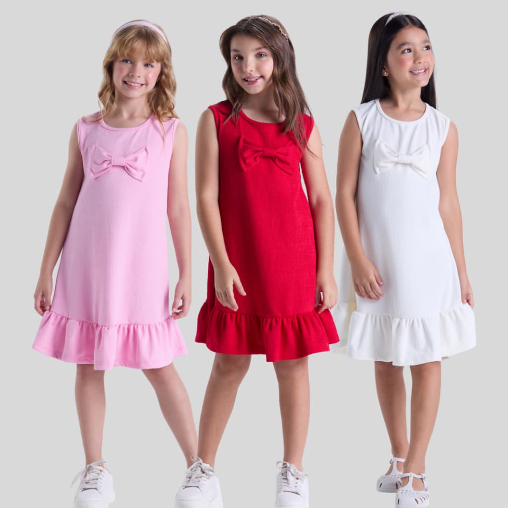 Vestido Infantil Menina Verão Rustique com Laço