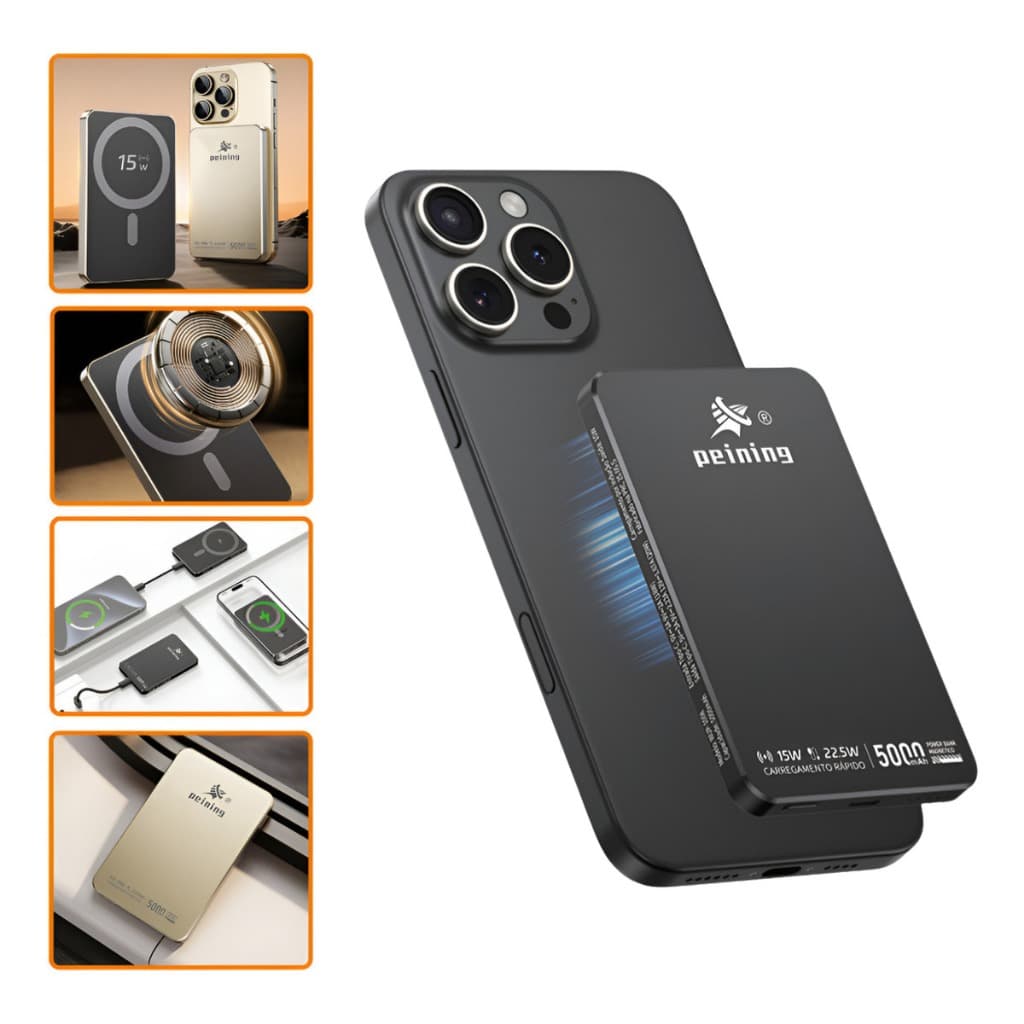 Power Bank Peining Magnético 15w Indução Compatível Iphone Power Bank Indução Magnético