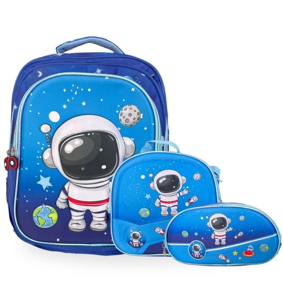 Kit Escolar Infantil Tema Astronauta – Mochila + Lancheira + Estojo
