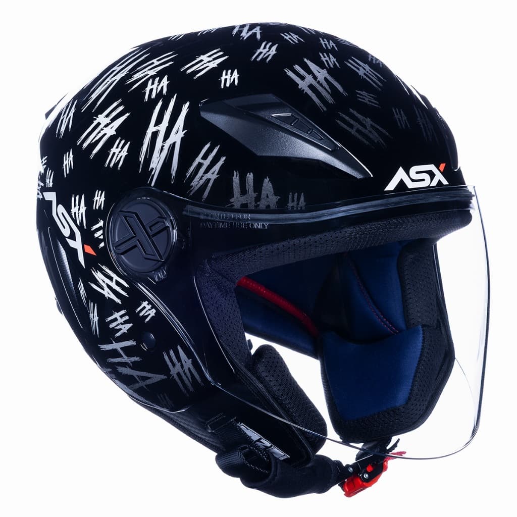 Capacete Aberto Moto ASX City Air Jet Preto Haha Brilho Com Viseira Cristal