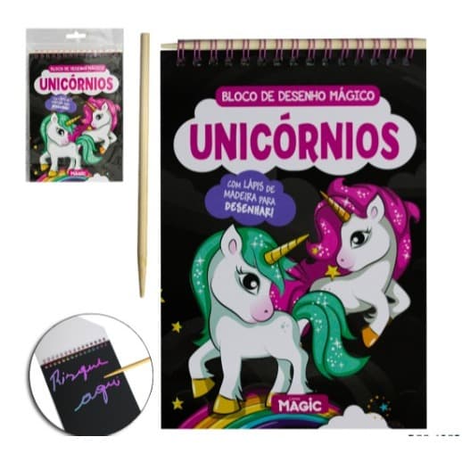 Bloco de Anotaçao Stiker Retangular Unicornio com 8 Folhas 20,5X14CM