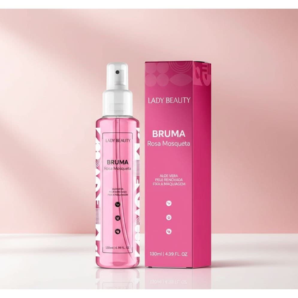 Bruma Facial Rosa Mosqueta Lady Beauty - Hidratação e Fixação (130ml)